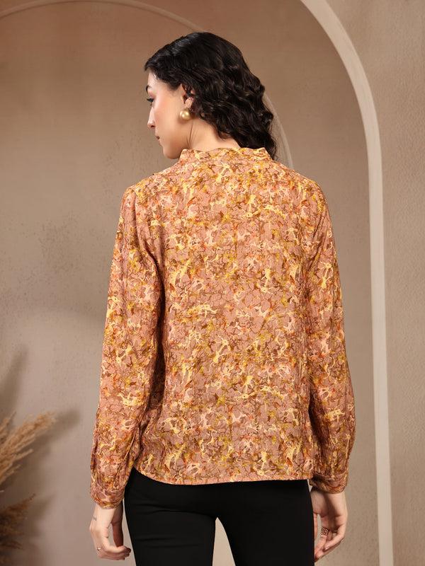Gipsy Gipsy Brown Floral Printed Tunic