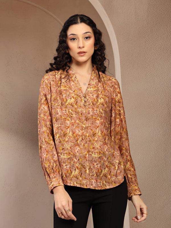 gipsy Gipsy Brown Floral Printed Tunic