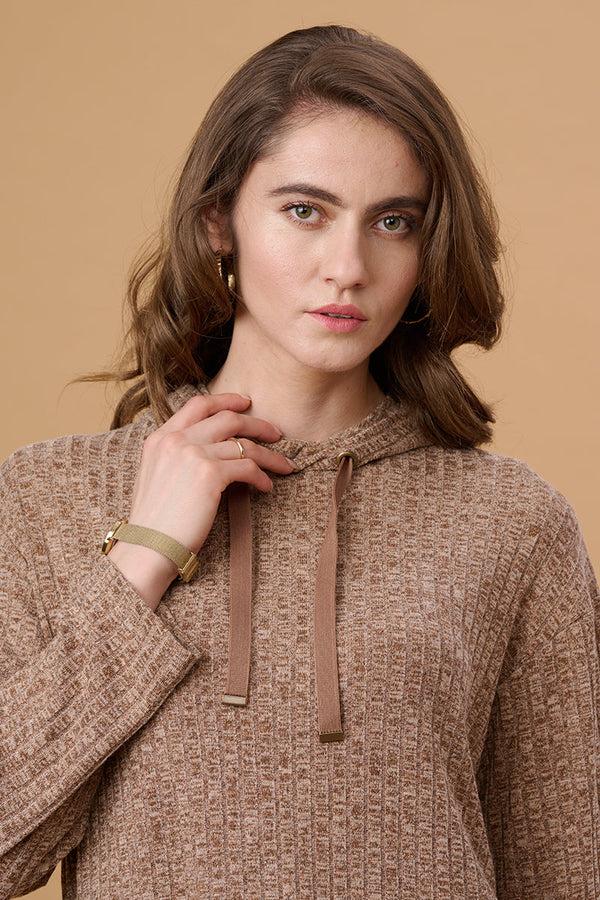 gipsy Gipsy Brown Poly Knit Co-Ord Top Brown