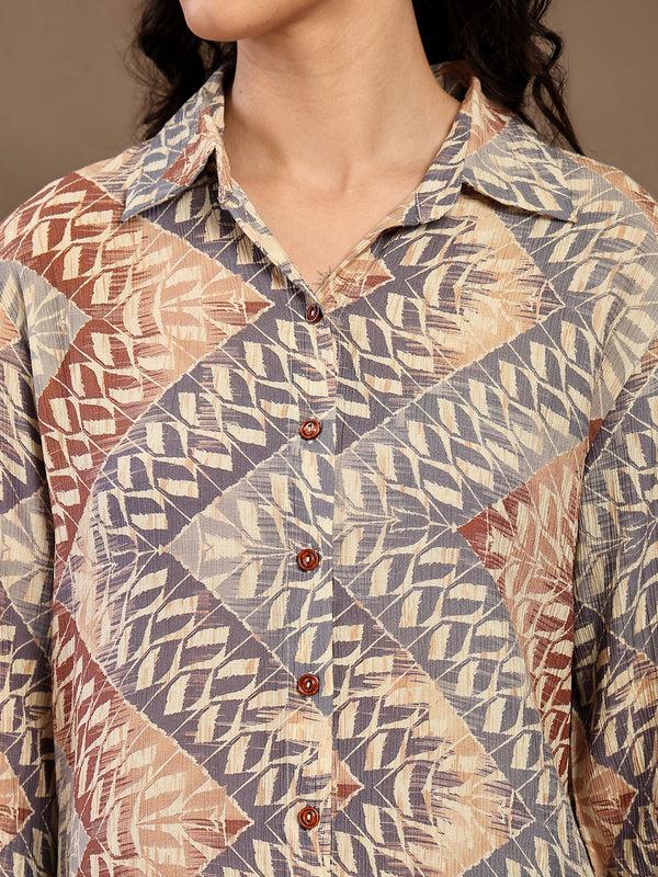 Gipsy Gipsy Brown Printed Shirt