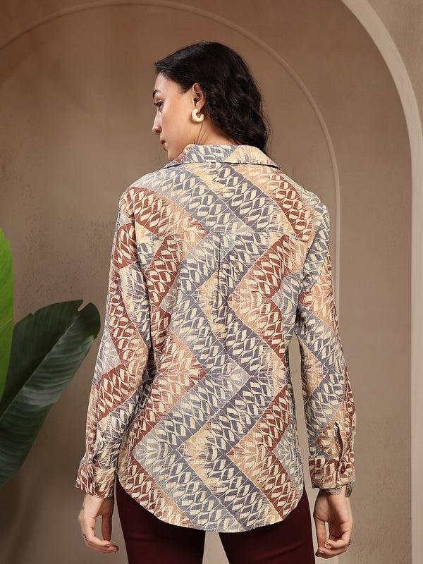 Gipsy Gipsy Brown Printed Shirt