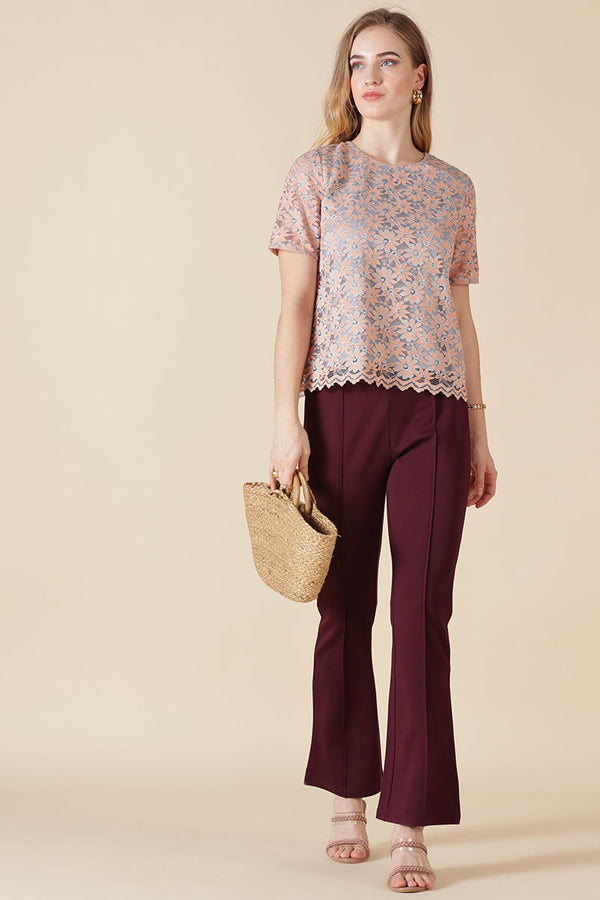 Gipsy Gipsy Coral Net Fabric Blouse Coral