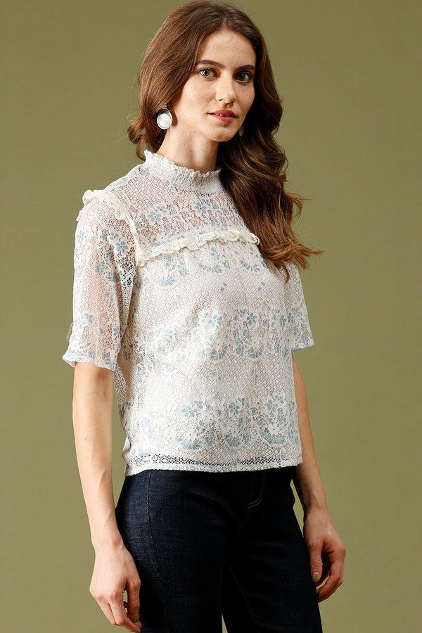 Gipsy Gipsy Cream Fashion Net Fabric Blouse Cream