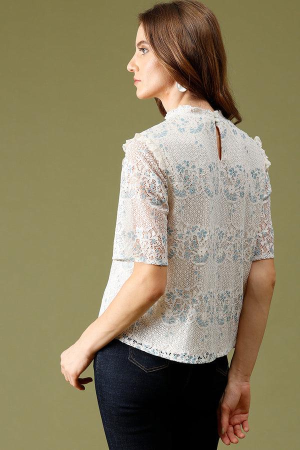 Gipsy Gipsy Cream Fashion Net Fabric Blouse Cream