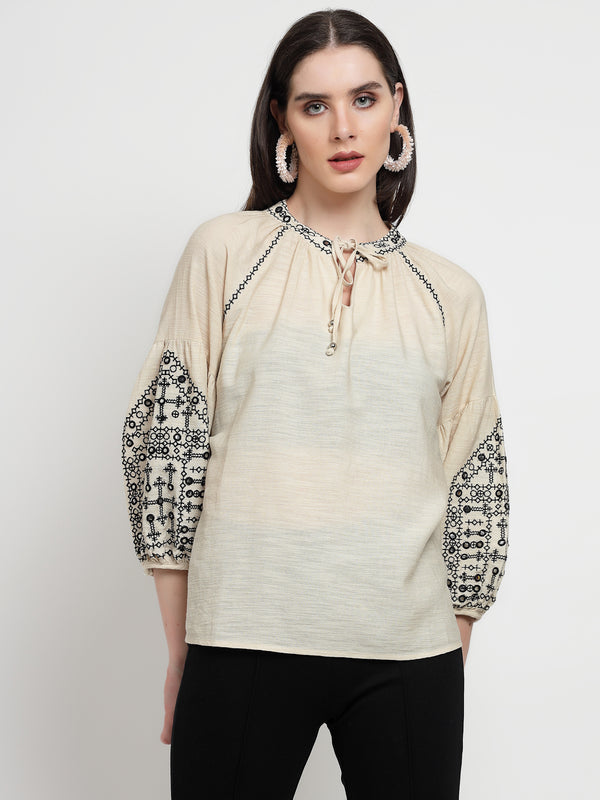gipsy Gipsy Cream Linen Tunic Cream