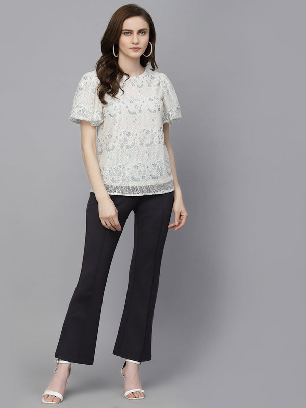 Gipsy Gipsy Cream Net Fabric Blouse Cream