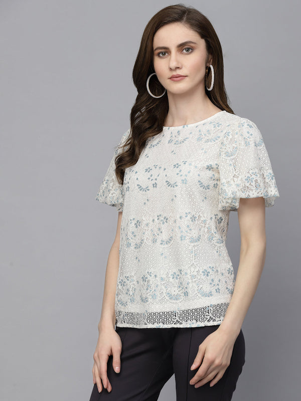 Gipsy Gipsy Cream Net Fabric Blouse Cream