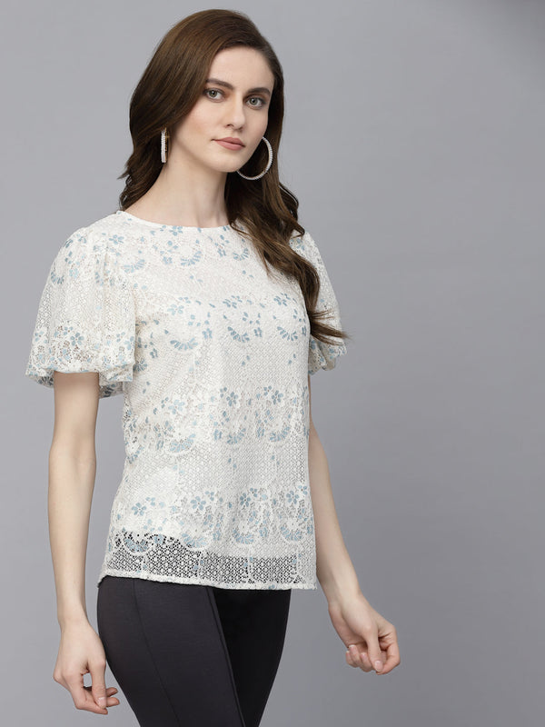 Gipsy Gipsy Cream Net Fabric Blouse Cream