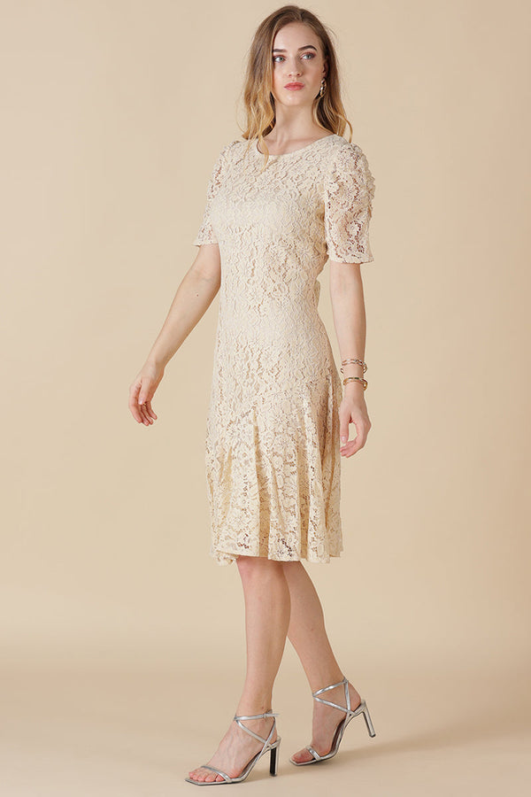 Gipsy Gipsy Cream Net Fabric Dress Cream