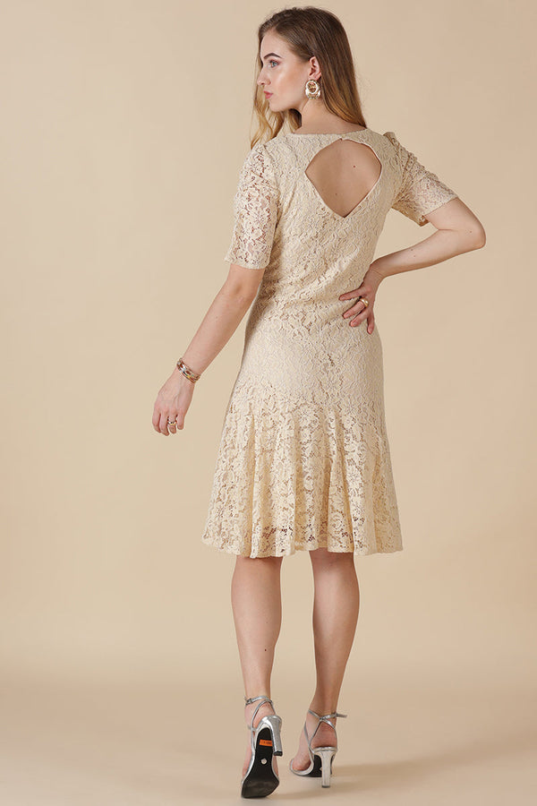 Gipsy Gipsy Cream Net Fabric Dress Cream