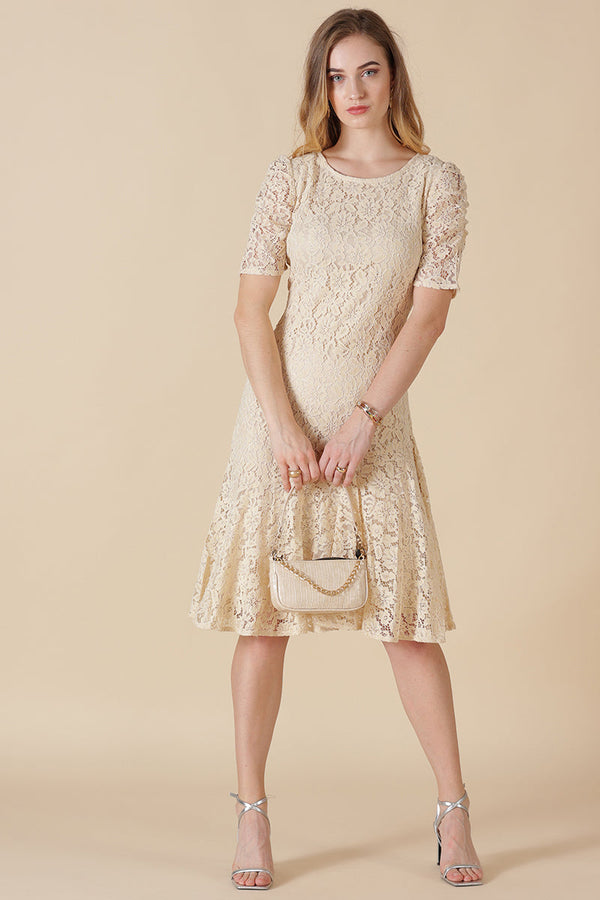 Gipsy Gipsy Cream Net Fabric Dress Cream