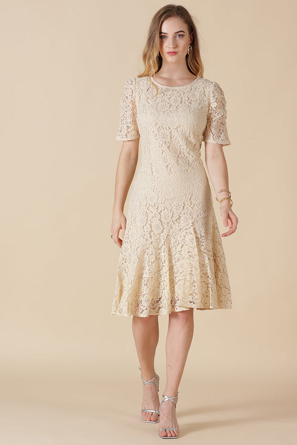 gipsy Gipsy Cream Net Fabric Dress Cream