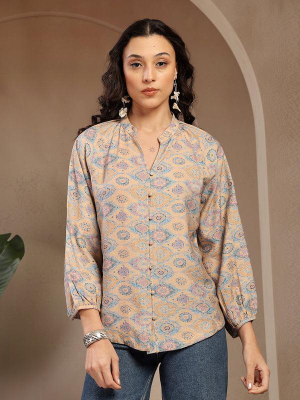 gipsy Gipsy Cream Printed Tunic
