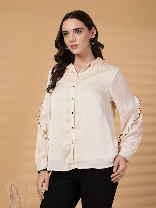 Gipsy Gipsy Cream Ruffle Sleeves Shirt