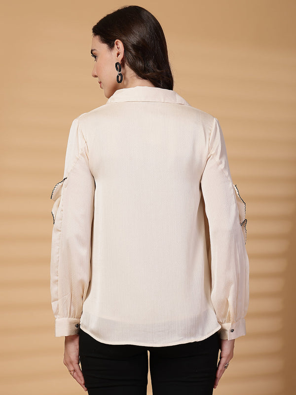 Gipsy Gipsy Cream Ruffle Sleeves Shirt