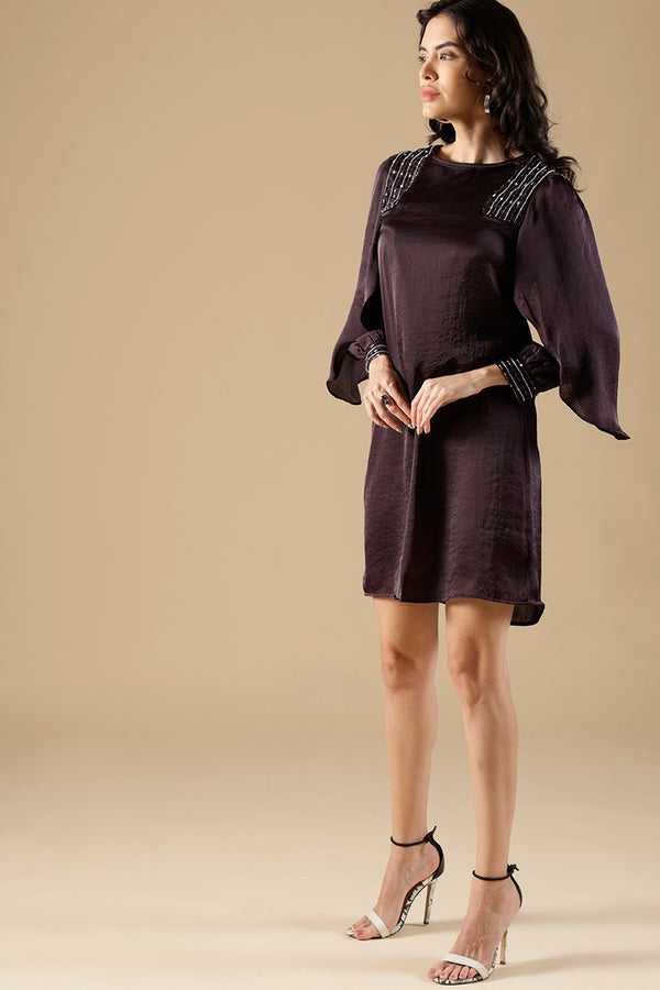 Gipsy Gipsy Dark Purple Satin Dress Purple