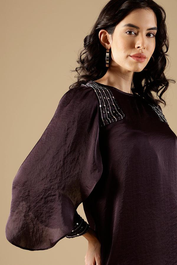 Gipsy Gipsy Dark Purple Satin Dress Purple