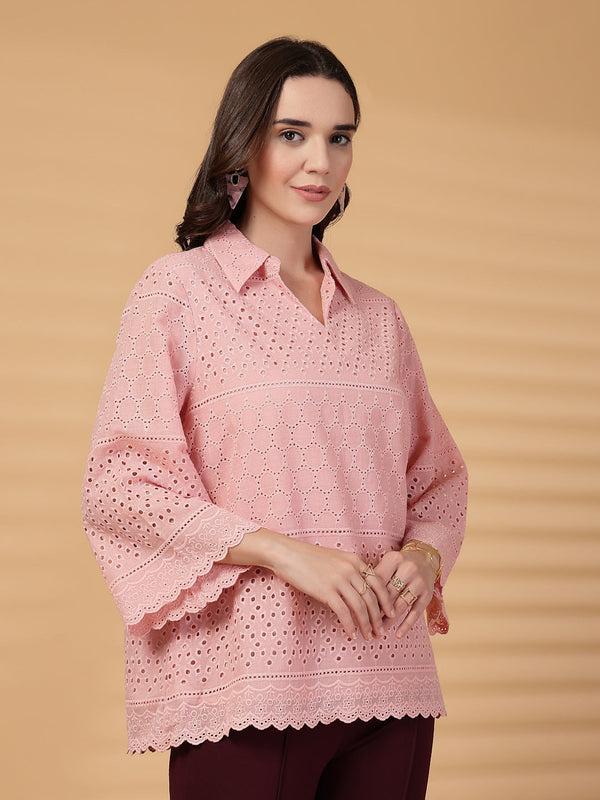 Gipsy Gipsy Dusky Pink Cotton Schiffli Tunic