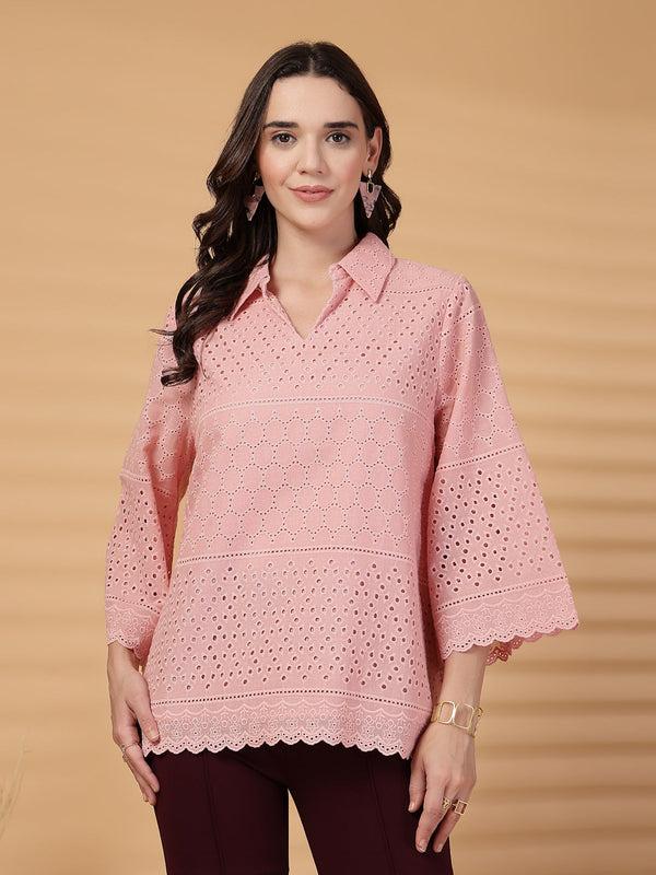 gipsy Gipsy Dusky Pink Cotton Schiffli Tunic