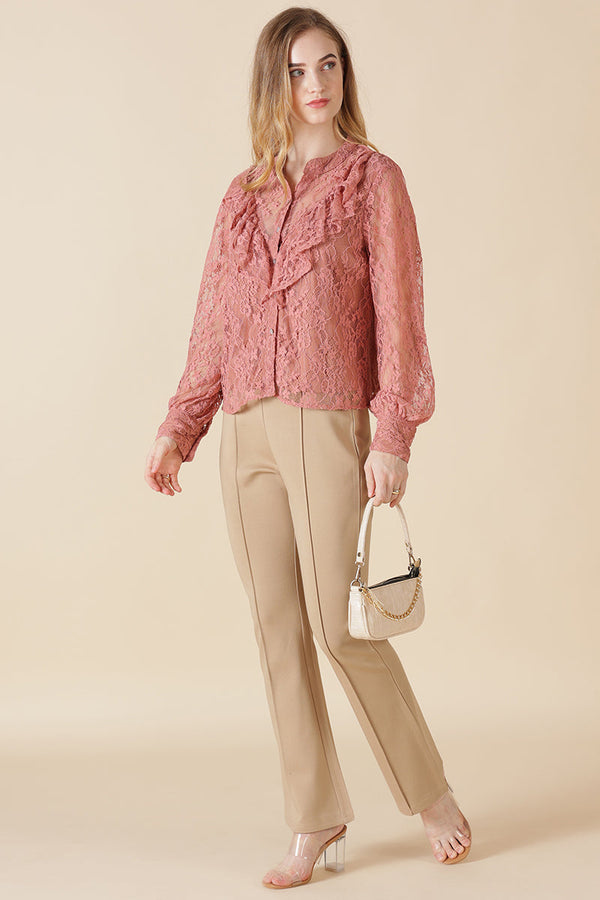 Gipsy Gipsy Dusky Pink Net Fabric Shirt Dusky Pink