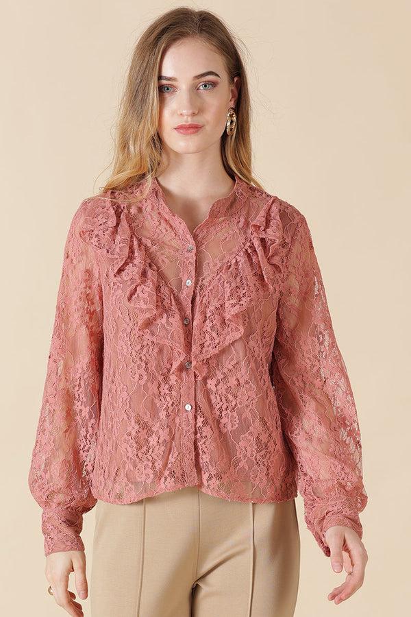 gipsy Gipsy Dusky Pink Net Fabric Shirt Dusky Pink