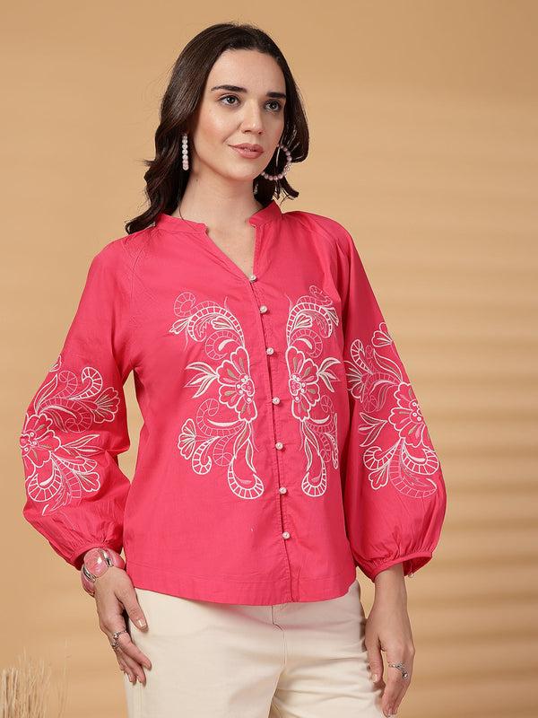 Gipsy Gipsy Fuchsia Embroidered Cotton Tunic