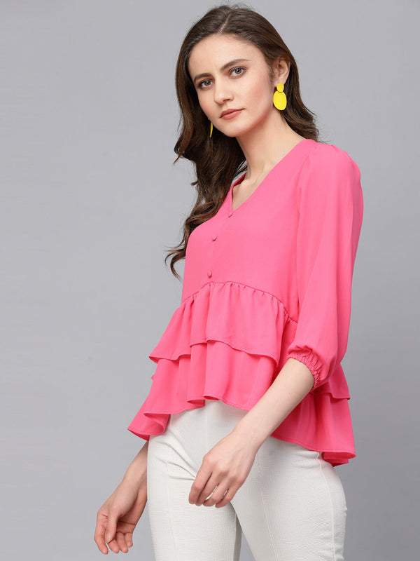 Gipsy Gipsy Fuchsia Georgette Blouse Fuchsia