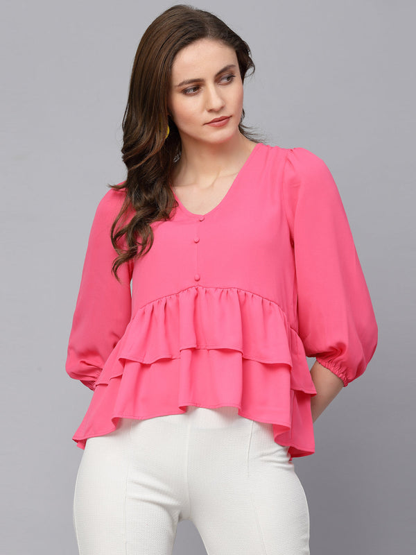 gipsy Gipsy Fuchsia Georgette Blouse Fuchsia