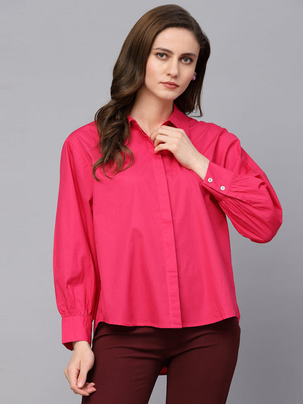 gipsy Gipsy Fuschia Cotton Shirt Fuschia