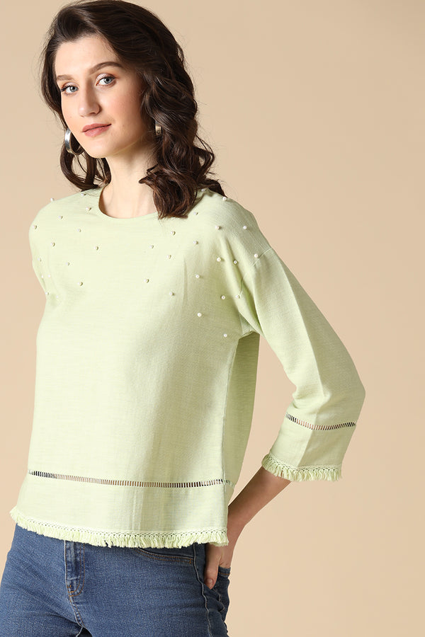 Gipsy Gipsy Green Fashion Linen Blouse Green