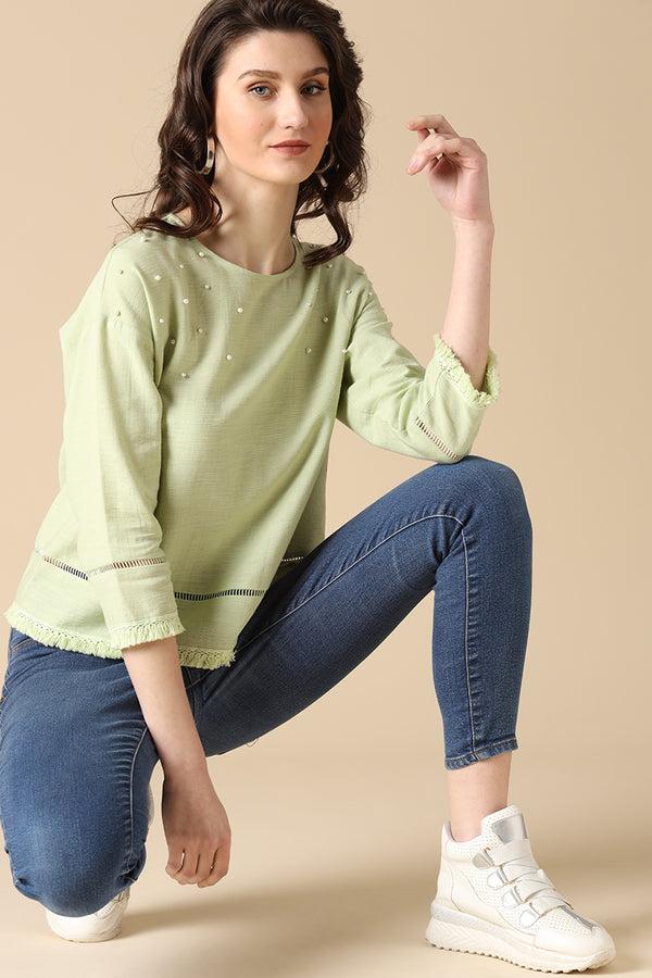 Gipsy Gipsy Green Fashion Linen Blouse Green