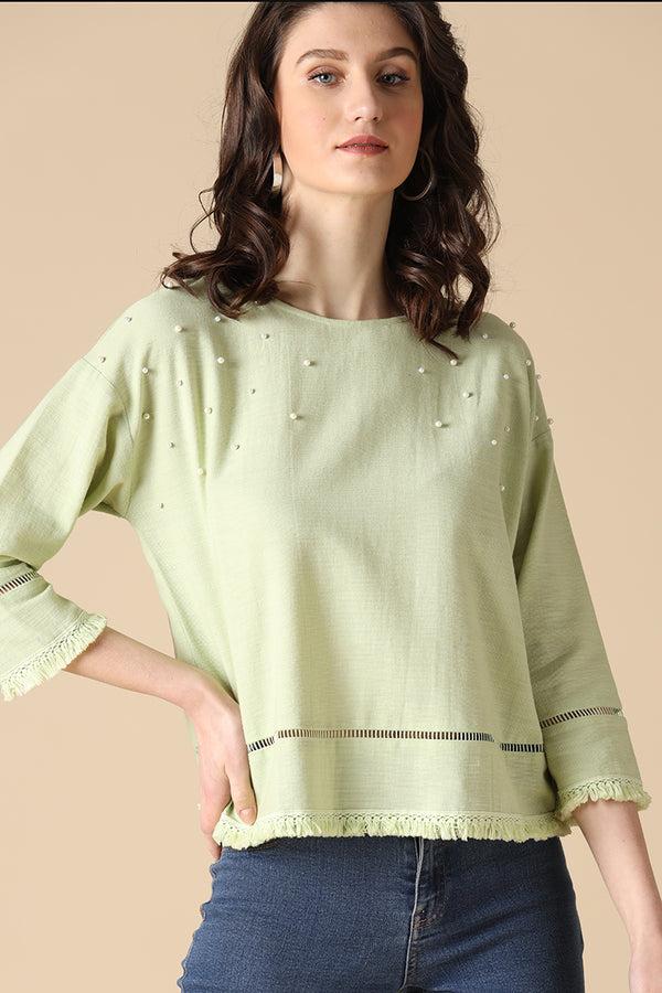 gipsy Gipsy Green Fashion Linen Blouse Green