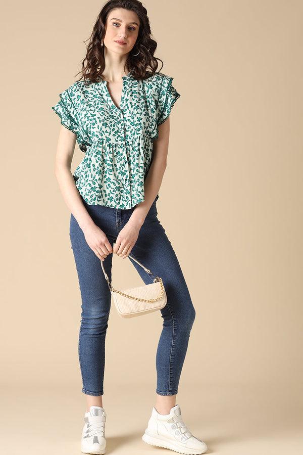 Gipsy Gipsy Green Fashion Rayon Blouse Green