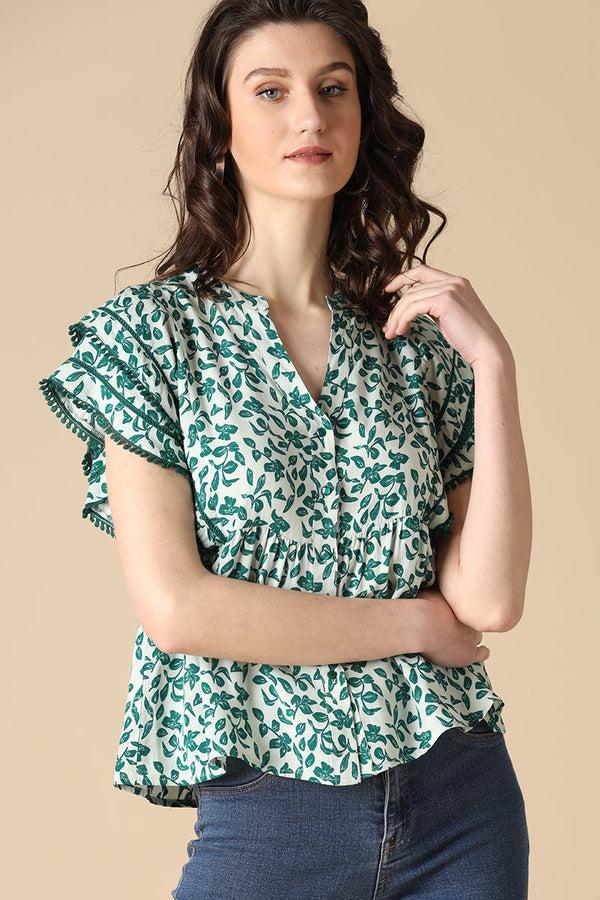 gipsy Gipsy Green Fashion Rayon Blouse Green