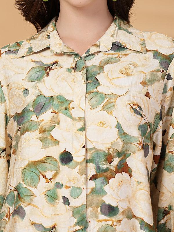 Gipsy Gipsy Green Floral Cotton Shirt