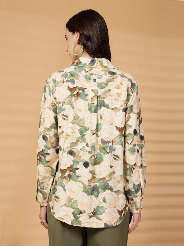 Gipsy Gipsy Green Floral Cotton Shirt