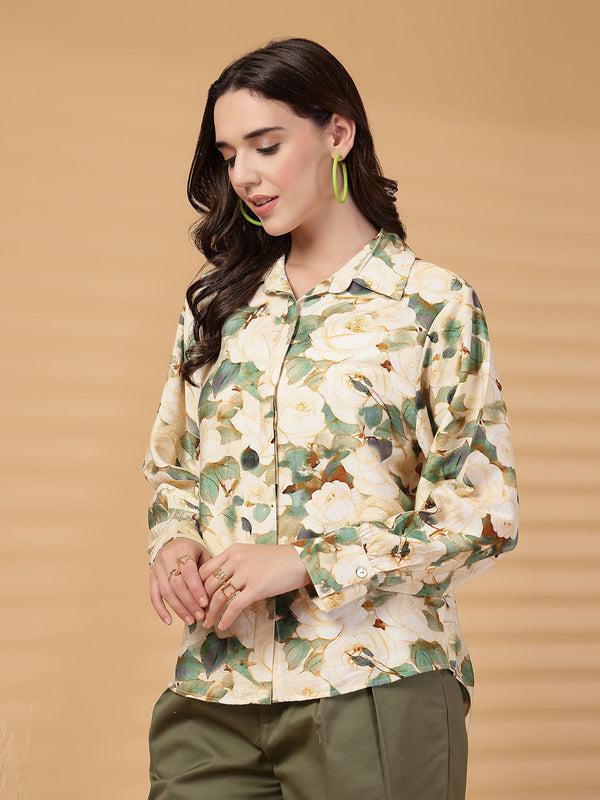 Gipsy Gipsy Green Floral Cotton Shirt