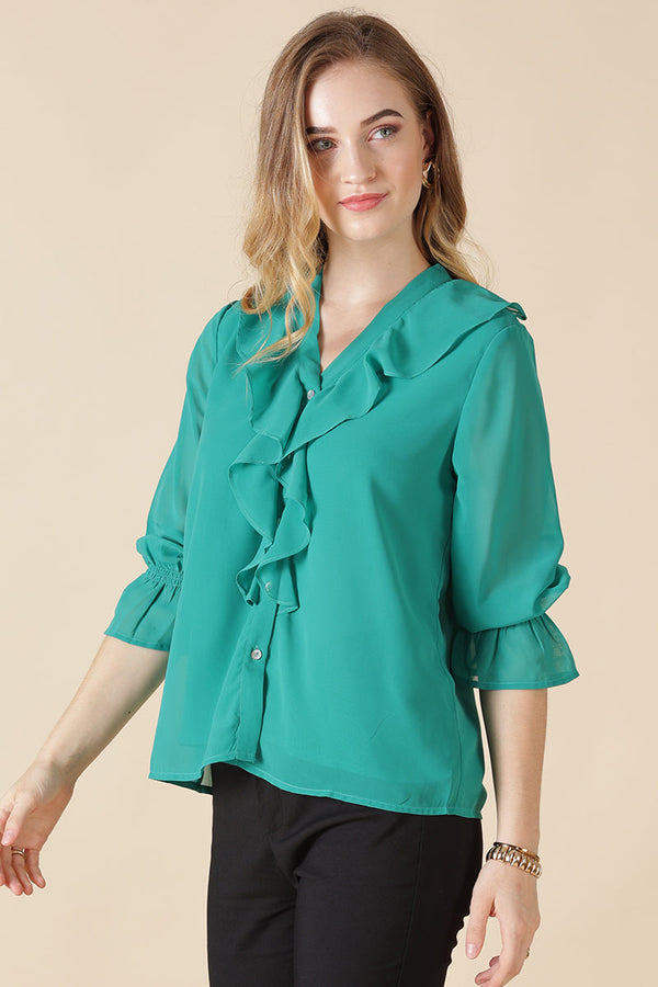 Gipsy Gipsy Green Georgette Blouse Green