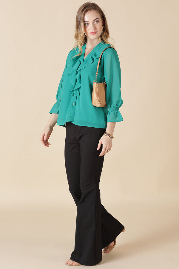 Gipsy Gipsy Green Georgette Blouse Green