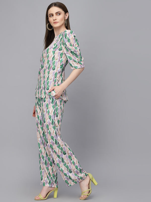 Gipsy Gipsy Green Georgette Co-Ord Pant Green