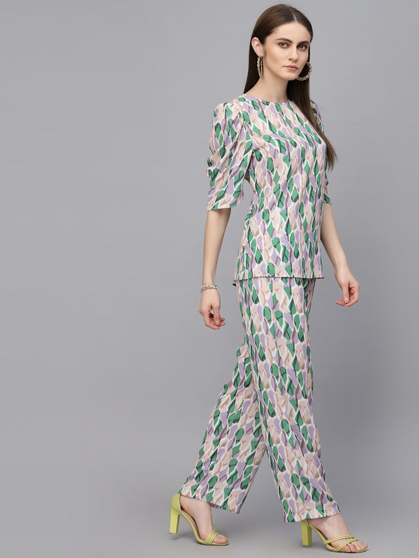 Gipsy Gipsy Green Georgette Co-Ord Pant Green