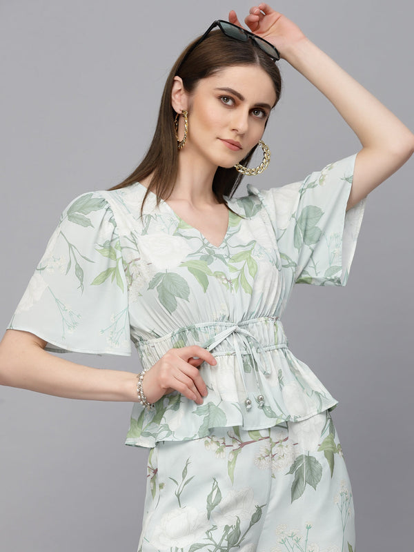 gipsy Gipsy Green Georgette Co-Ord Top Green