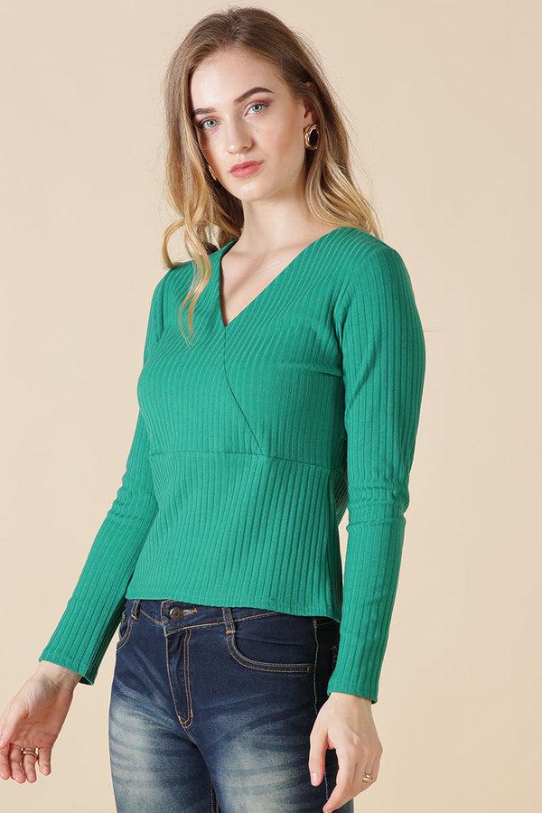 Gipsy Gipsy Green Poly Knit Blouse Green