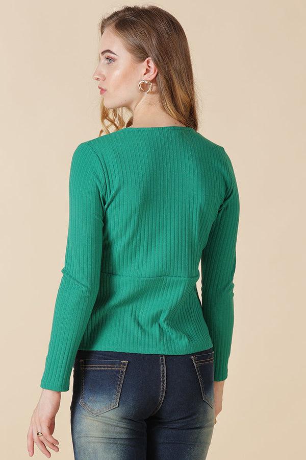 Gipsy Gipsy Green Poly Knit Blouse Green