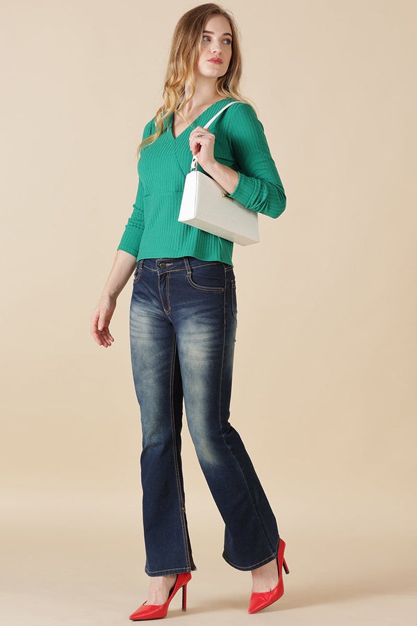 Gipsy Gipsy Green Poly Knit Blouse Green