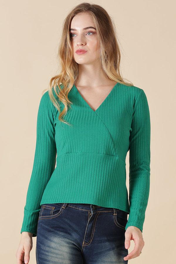 gipsy Gipsy Green Poly Knit Blouse Green