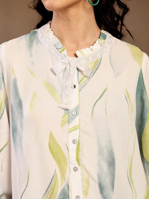 Gipsy Gipsy Green Printed Rayon Blouse Green