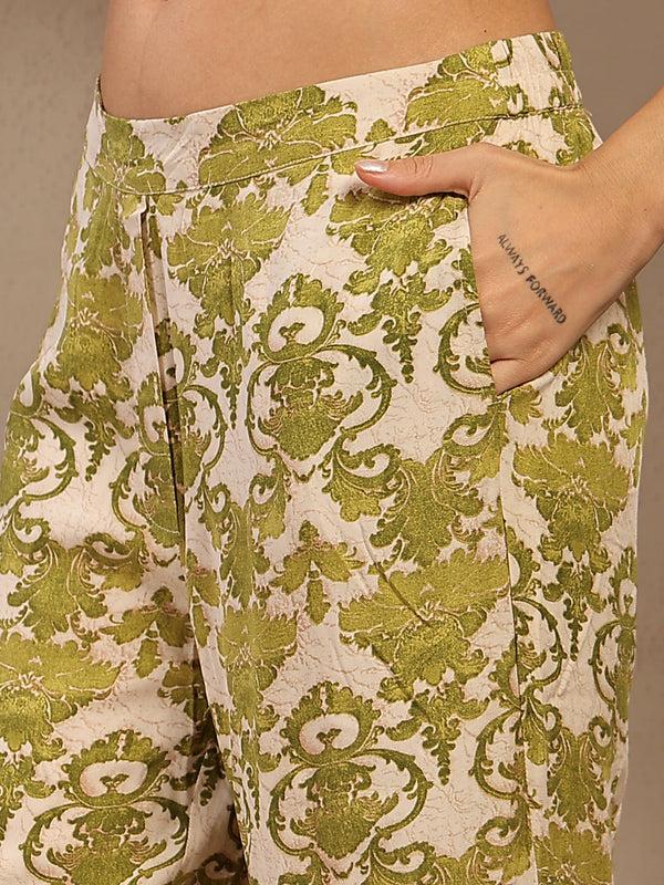 Gipsy Gipsy Green Printed Rayon Cord Set Green