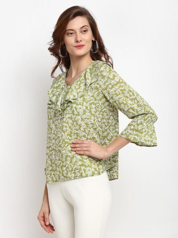 Gipsy Gipsy Green Rayon Crepe Tops