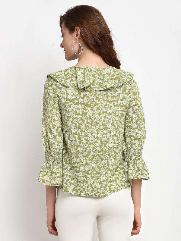 Gipsy Gipsy Green Rayon Crepe Tops